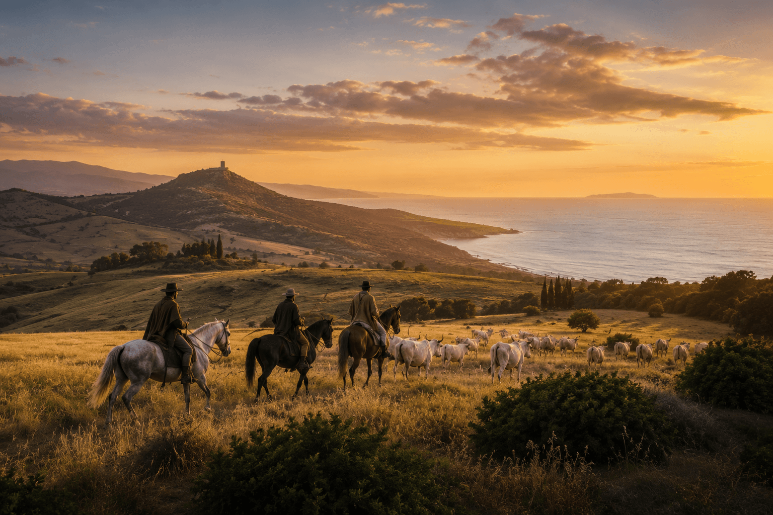 The Maremma countryside at sunset